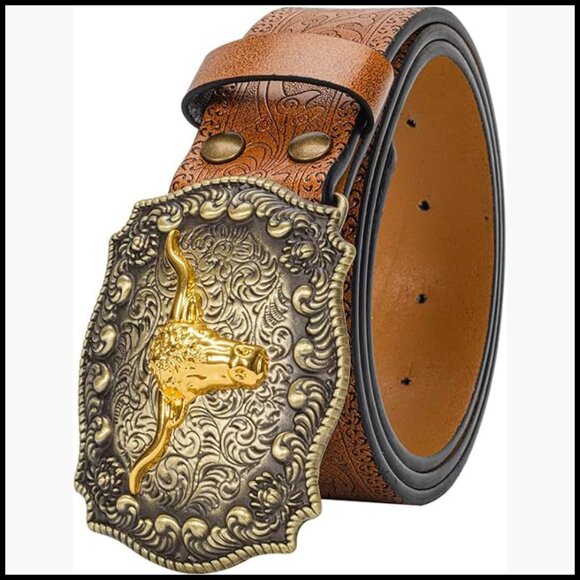 Western Cowgirl PU Leather Belt with Turquoise Oval Buckle main image 4